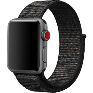 Apple Watch 38-40-41MM Için Cırtlı Kumaş Kordon-03 Siyah