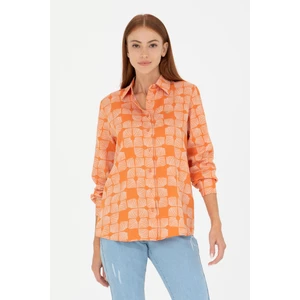 U.S. Polo Assn. Kadın Kiremit Gömlek Desenli 50264437-VR031