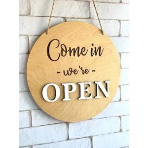 Ahşap Açık Kapalı Yazısı Open Closed Açığız Kapalıyız Yazısı Ingilizce Açık Kapalı