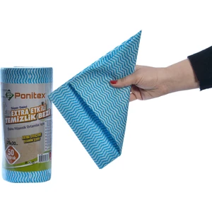 4450 (1 Adet) Süper Emici Perforeli Pratik Hassas Temizlik Bezi 50 Yaprak 25 x 30 cm Mavi