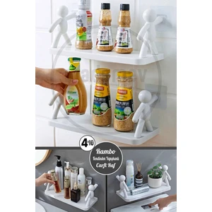 4'lü Kendinden Yapışkanlı Craft Banyo Rafı Baharatlık Mutfak Organizer Duvara Monte Raf Düzenleyici