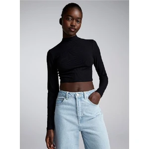 Kadın Boğazlı Uzun Kol Crop-Fitilli Kaşkorse Kumaş