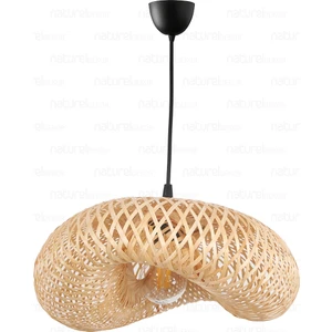 Naturel Home Bambu Elips Sarkıt Avize Lamba 42CM - Iskandinav, Modern, Bohem, Rattan Aydınlatma