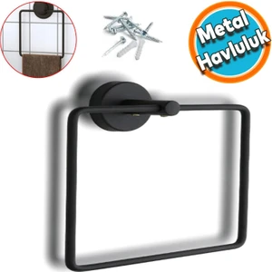 Kare Siyah Havluluk Lavabo Banyo Mutfak Aparat Standı Bez Havlu Askısı Paslanmaz Metal Vidalı