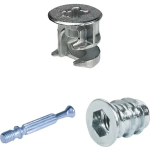 Minifix - 100 Takım 18 mm Ahşap Için Metal Dubelli Minifix