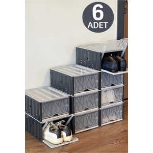 6 Adet Modüler Ayakkabı Saklama Kutusu - Istiflenebilir Ayakkabı Düzenleyici Kapaklı Ayakkabı Dolabı