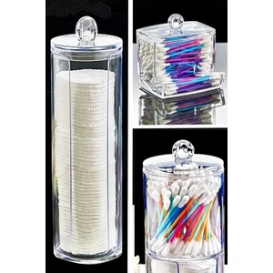 3'lü Makyaj Organizer Set - Makyaj Pamukluğu Kulak Çubuğu Düzenleyici - Kapaklı Kozmetik Organizer