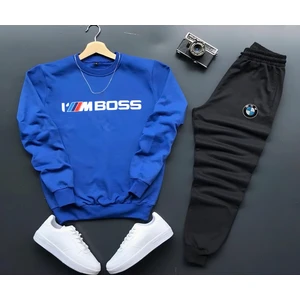 New Cabin I'm Boss Baskılı Pamuklu Sıfır Yaka Sweat-Pamuklu Kışlık Eşofman Altı 2'li Takım