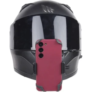 GPlus GP525 Cep Telefonu Aksiyon Kameralarla Uyumlu Jaw Mount Motor Yatay Dikey Çift Fonksiyon Düşmez Koruyucu Silikonlu Cep Telefonu Tutuculu Kask Çene Bağlantı Aparatı 5 Parça Kask Tutucu Set Siyah