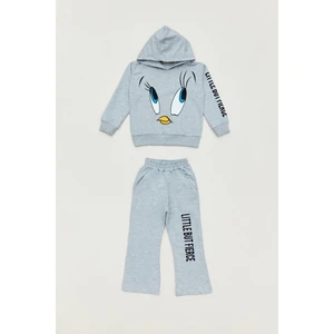 Baskılı Kapüşonlu Unisex Çocuk Eşofman Takımı