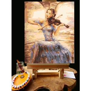 Pandora Hobi N1244 - Numaralı Boyama Seti - 40X50CM Kasnağa Gerili Ürün - Keman Çalan Kadın