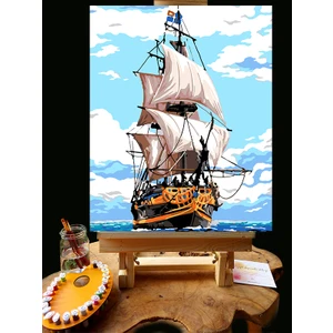 Pandora Hobi N1187 - Numaralı Boyama Seti - 40X50CM Kasnağa Gerili Ürün - Gemi