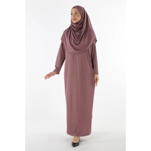 2133_Tek Parça Kaymaz Başörtülü Namaz Tesettür Elbise