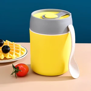 304 Çelik Sarı 500 ml Yemek Mama Saklama Kabı (Sıcak Tutmaz) cin560sr