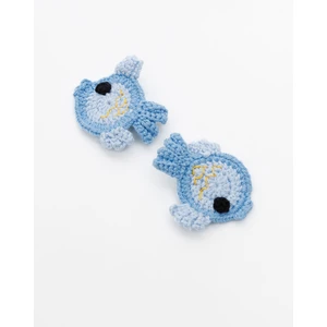 Saltan Art Saltanart Amigurumi Toka Mavi Balık Işlemeli Örgü Toka Kıskaçlı Toka (2 Adet)