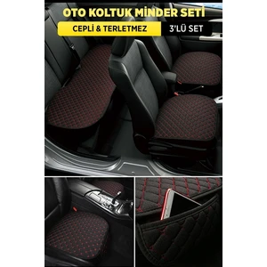 Mısırlı Grup Oto Koltuk Minder Seti -Tay Tüyü Cepli & Terletmez  Koltuk Koruma Kılıfı (3'lü Set) Minderset