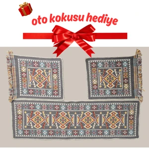 Oto Koltuk Kılıfı (Çift Taraflı )Yıkanabilir Araba Takımı Kilim Gri Renk