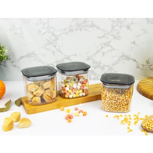 3 Adet 0.5 Lt Istiflenebilir Kristal Vakumlu Erzak Kabı 0.5 Lt Vakumlu Saklama Kabı