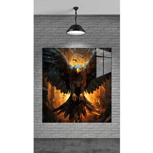 Meta Cam Cam Temperli Cam Üzerine Kartal Figürlü Cam Tablo