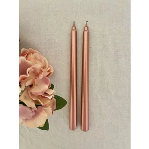 Hediye Ofisi Sedefli Rose  Bakır Renkli Şamdan Mumu