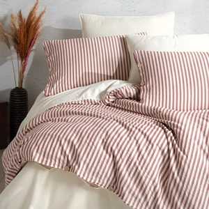 Macas Home Chance Cherry  Pamuklu Ipliği Boyalı Yıkamalı Tek Kişilik Nevresim Takımı Krem 160*220