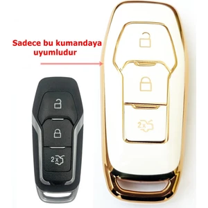 Skilit Samsun Oto Kilit Ford Fusion Edge Explorer Mustang Smart Anahtar Kumanda Kılıfı Oto Anahtarlık Beyaz