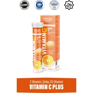 Happy Cure Vitamin C Plus 20 Efervesan Tablet (C Vitamini, Çinko, D3 Vitamini)