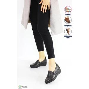 Kadın Bağcıksız  Deri Ortopedık Dolgu Topuk Ayakkabı F24/CM57609