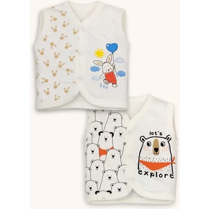 Baskılı Çıtçıtlı Yelek 2 Adet