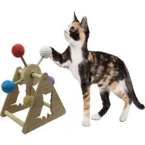 Ahşap 5 Renkli Toplu Kedi Oyuncağı
