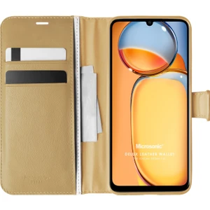 Xiaomi Redmi 13C Kılıf Delux Leather Wallet Gold