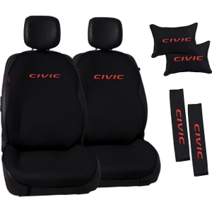 Kırmızı Civic Nakışlı Jakar Dokuma Oto Minder ve Konfor Seti