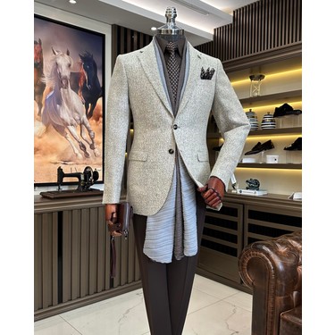 Terzi Adem Altun İtalyan stil slim fit mono yaka erkek ceket Fiyatı