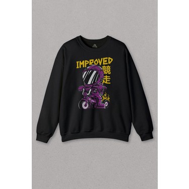 So Cool Unisex Sweatshirt Motor Bike Kide Motocross Improved Japanese Japonca Bask l