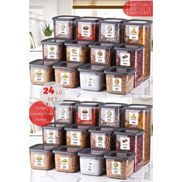 Open Home 24'lü Set Etiketli, Kırılmaz Kare Erzak Saklama Fiyatı
