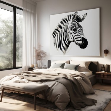 Painted Anarchy Zebra Kanvas Tablo - Minimalist Zebra Çizimi Fiyatı