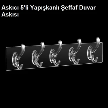 Askıcı Şeffaf Güçlü Kendinden Yapışkanlı  2 Adet  Kapı Duvar Askısı 2