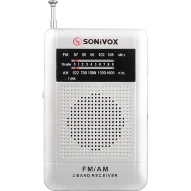 Sonivox  Gümüş Renk Cep Tipi Analog Fm Radyo VS-R115