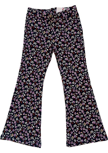 Çiçek Desenli Kız Çocuk Ispanyol Paça Tayt