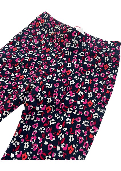 Kırmızı Çiçek Desenli Kız Çocuk Ispanyol Paça Tayt modelleri