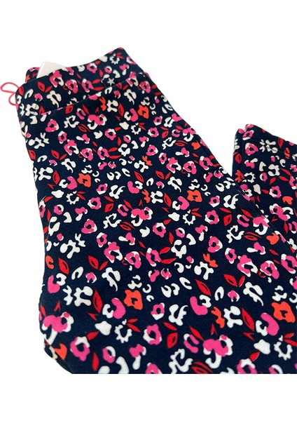 Kırmızı Çiçek Desenli Kız Çocuk Ispanyol Paça Tayt fırsatları