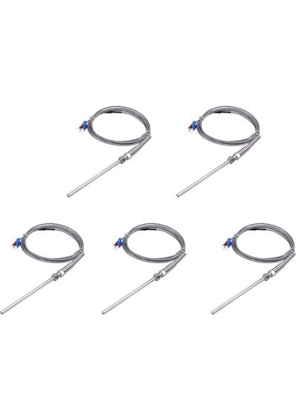 5x Çelik Sıcaklık Probu PT100 Rtd Sensör Kablosu 2m 98 mm 3 Tel -50 - 400 Santigrat (Yurt Dışından)