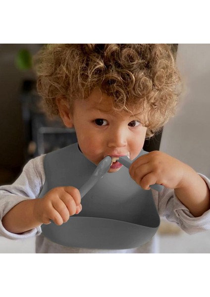 2'li Silikon Bebek Beslenme Seti - Vakum Tabanlı Mama Tabağı Diş Kaşıyıcılı Silikon Kaşık