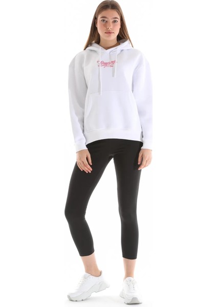 Kadın Nakış Detaylı Kapüşonlu Sweatshirt Beyaz fiyatları