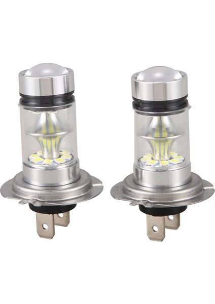 2 Çift Yüksek Güçlü LED H7 Ampul 100W 20LED Araç Sis Farı Lambası Farlar 6000K Beyaz (Yurt Dışından)