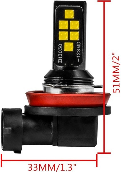 Adet Araba Vurgu Sis Farı H8/H11 3030 12SMD Soğuk Beyaz Kod Çözme Flaş LED Anti-Sis Lambası (Yurt Dışından) modelleri
