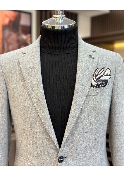 Terziademaltun Italyan Stil Slim Fit 8 Drop Mono Yaka Erkek Ceket Gri T10985 fiyatları