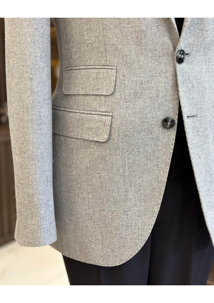 Terziademaltun Italyan Stil Slim Fit 8 Drop Mono Yaka Erkek Ceket Gri T10985 modelleri