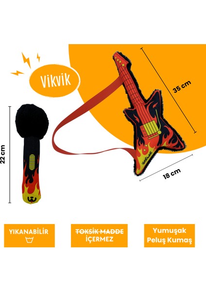 Köpek Oyuncak Seti Peluş Gitar ve Mikrofon Ses Çıkaran Köpek Oyuncakları