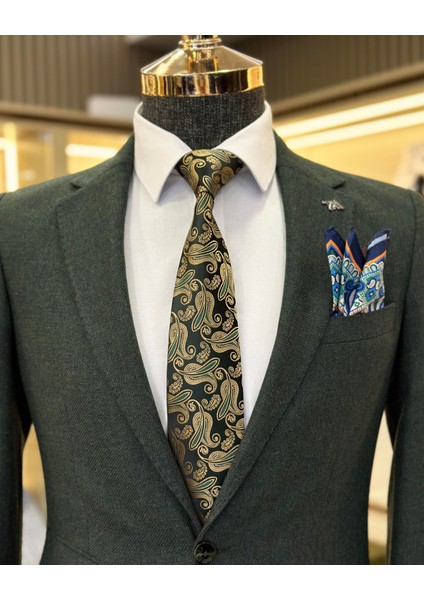 İtalyan stil slim fit 8 drop mono yaka erkek ceket yeşil T10979 fiyatları